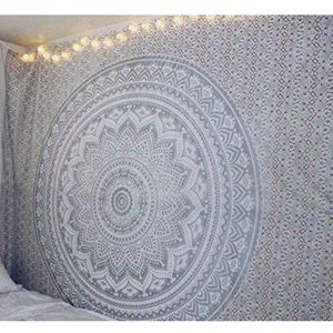 Silver and Gold Mandala Tapestry 84x90